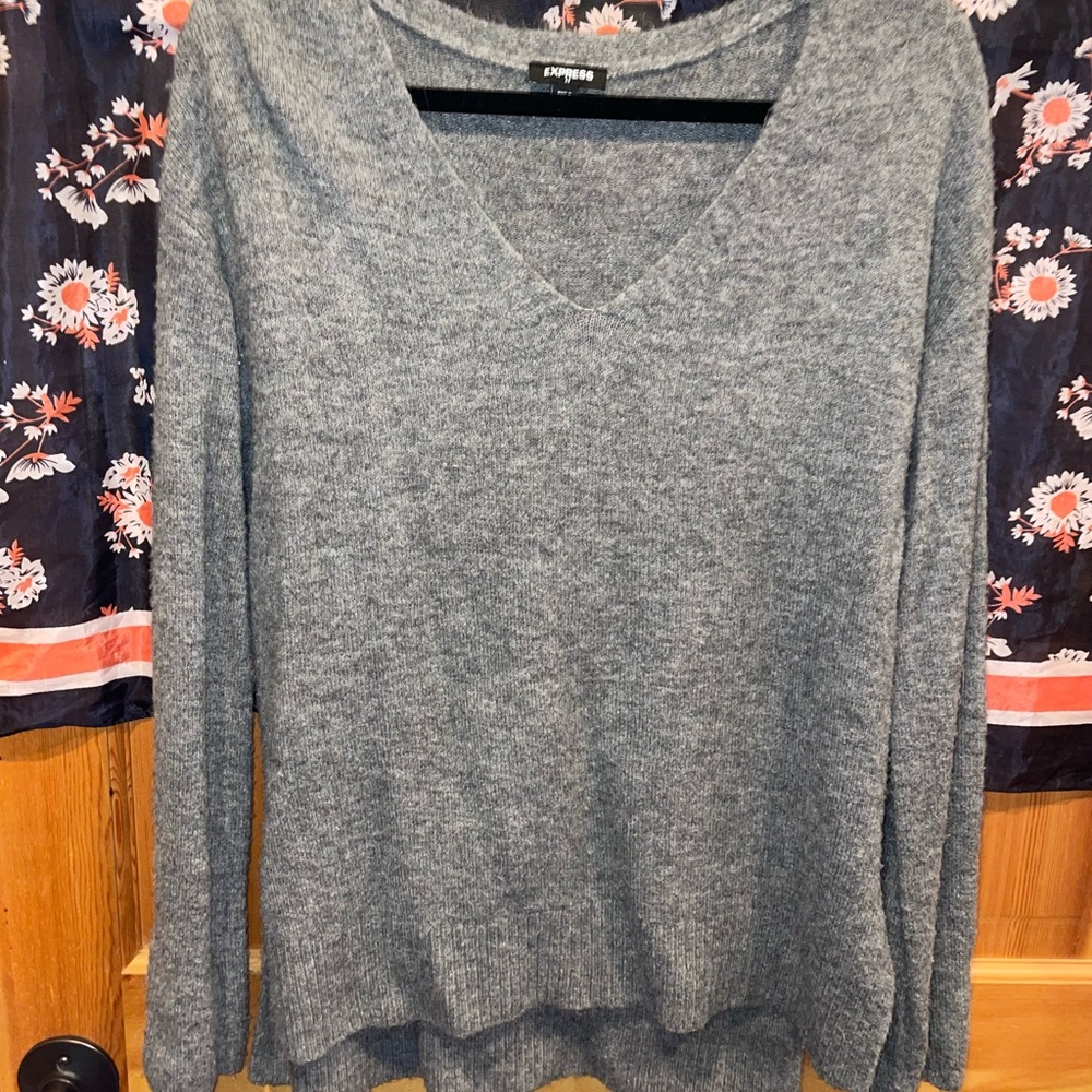 Express Charcoal V-Neck Sweater
